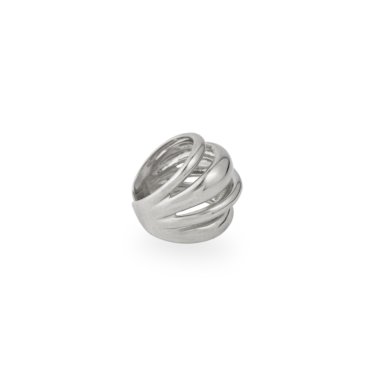 Aloud Серебристое кольцо с 4 полосками lisa smith серебристое открытое кольцо с чёрным кабашоном и круглыми элементами