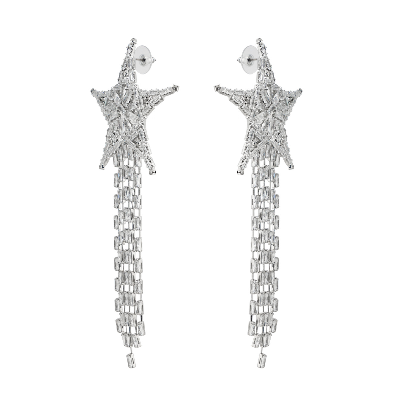 Herald Percy Серебристые бисерные серьги-звезды с кристаллами herald percy серебристые серьги звезды с кристаллами и белыми бусинами