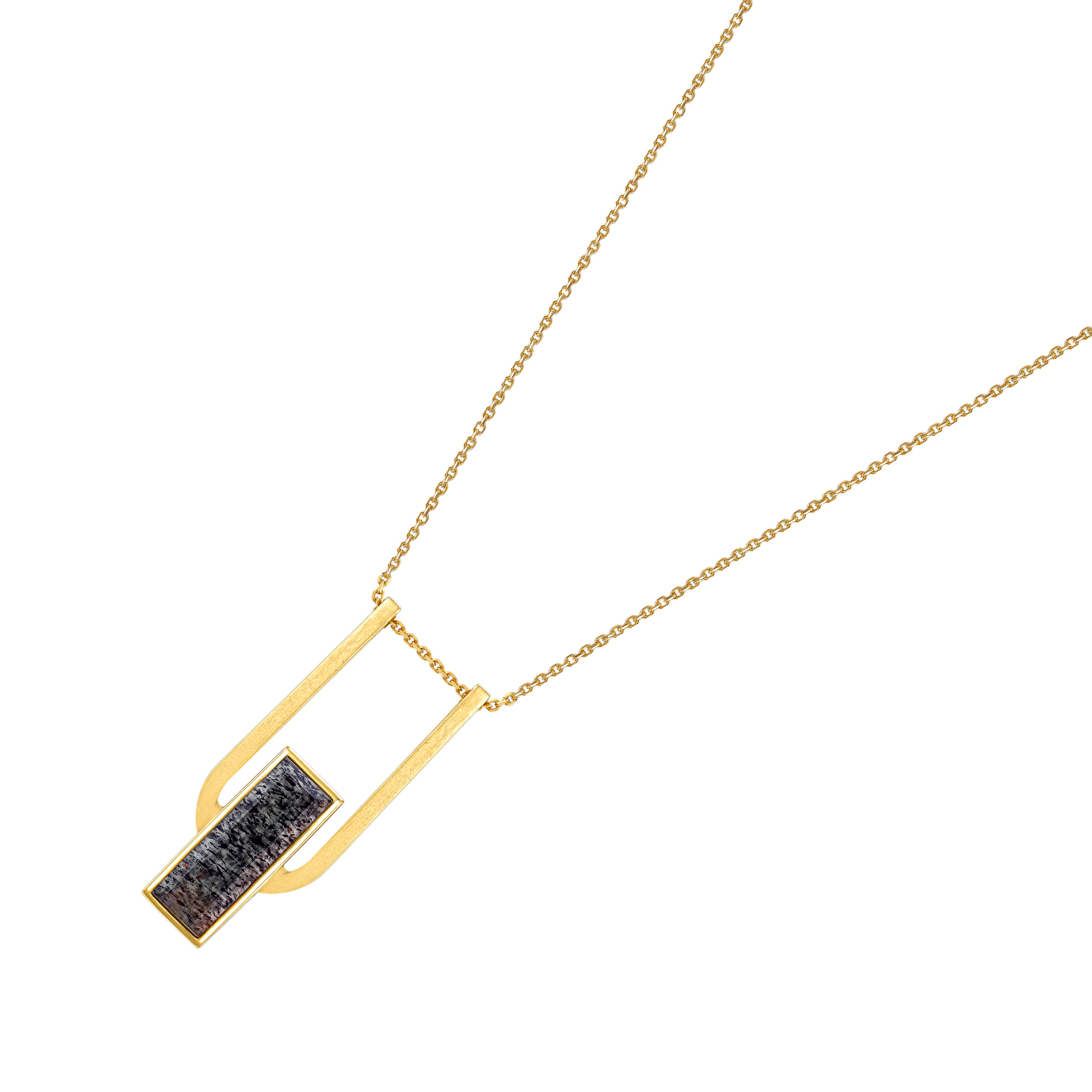 Gilded arched Roma necklace with smoky heliolite