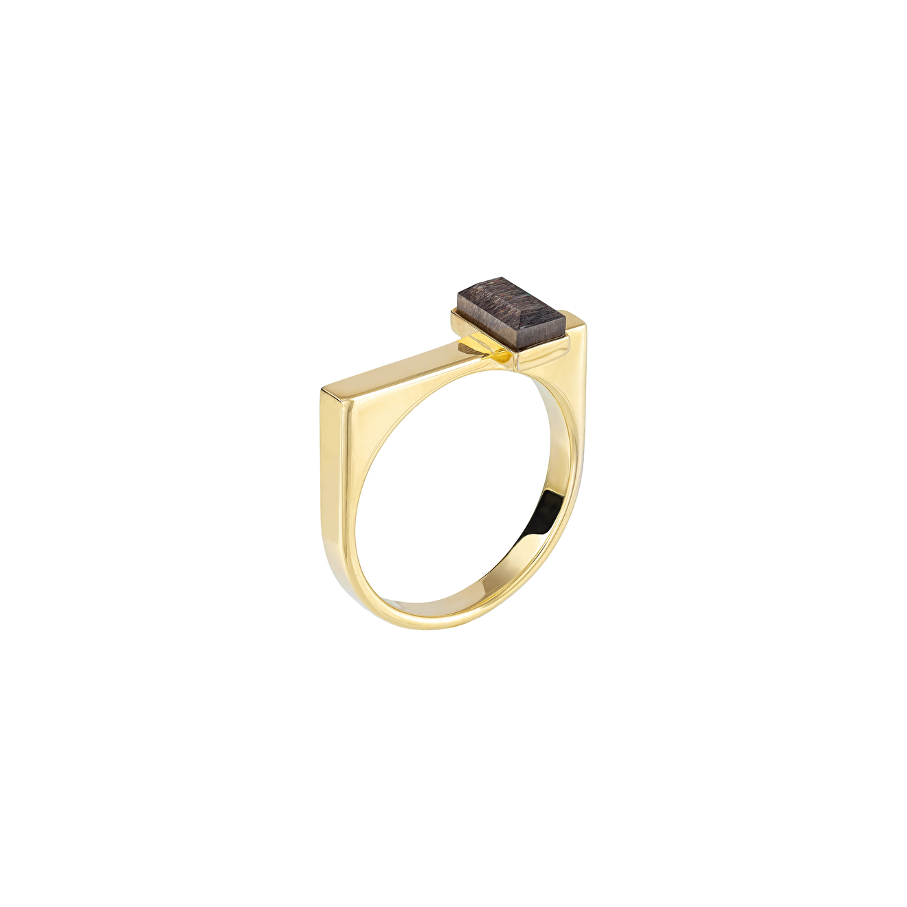 Gold-plated Roma ring with smoky heliolite