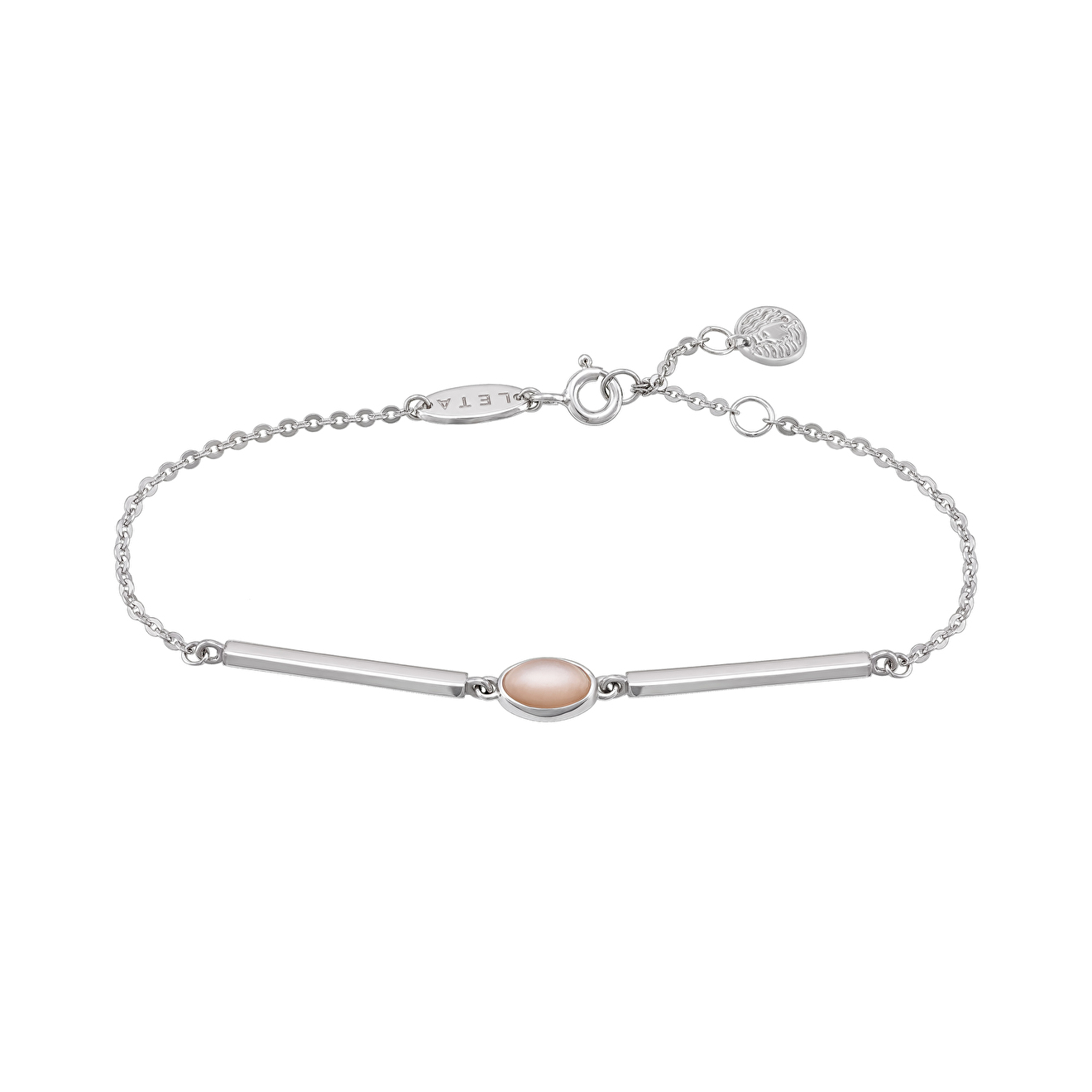 Roma silver bracelet with pink moonstone