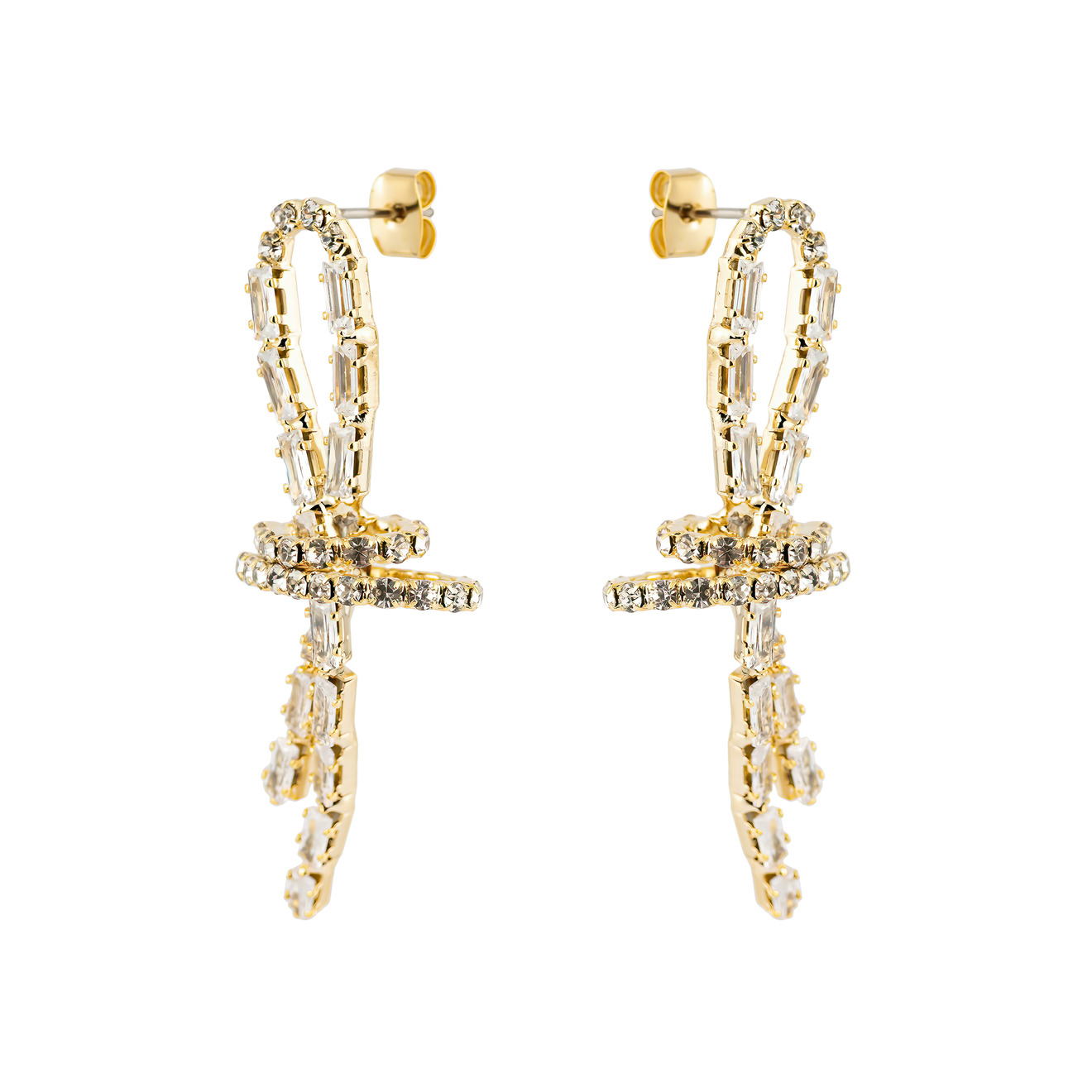 Herald Percy Золотистые серьги-петли с кристаллами herald percy золотистые серьги кресты с кристалами