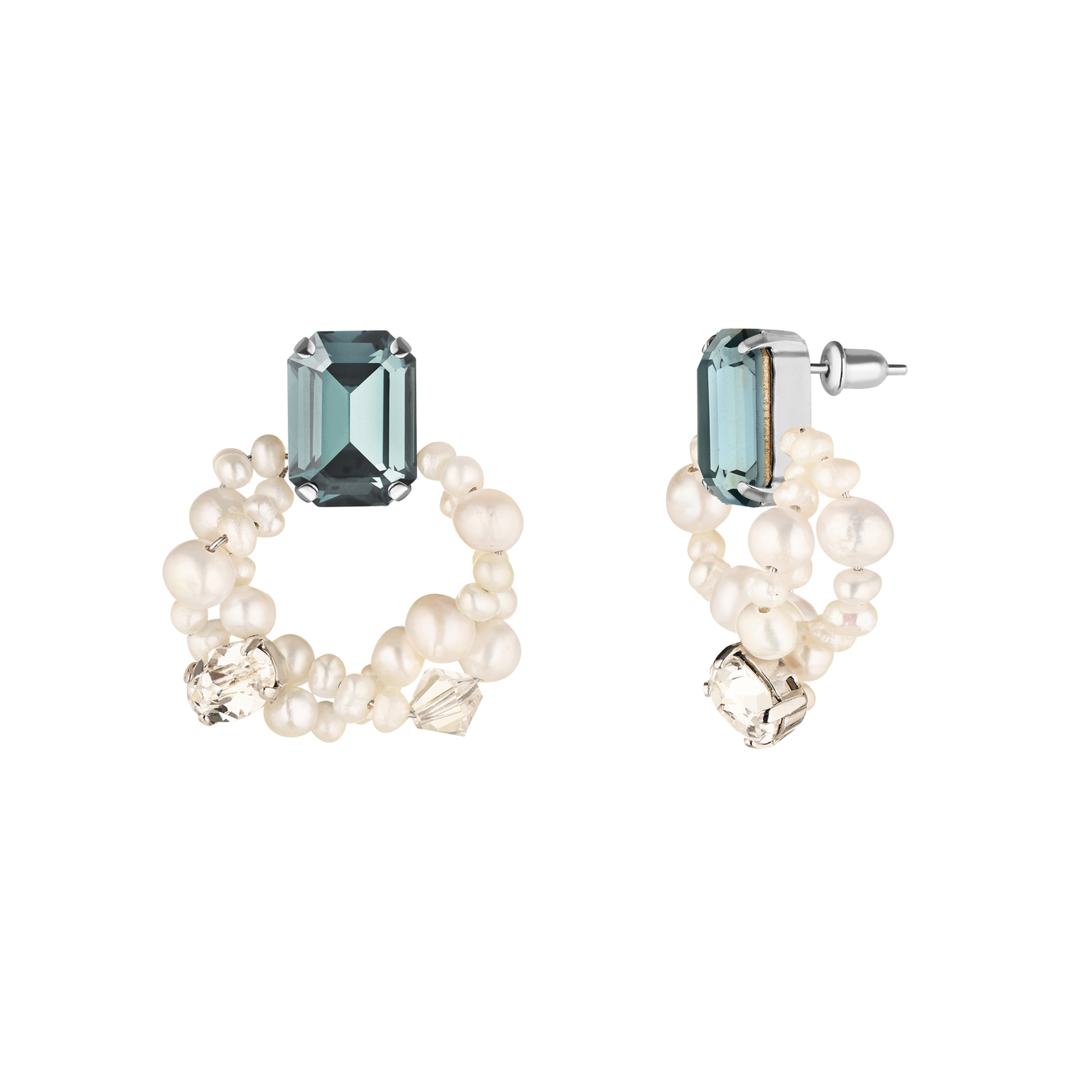 Phenomenal Studio Родированные серьги с кристаллами и речным жемчугом Indian Pearl phenomenal studio серьги с жемчугом aqumarine earrings