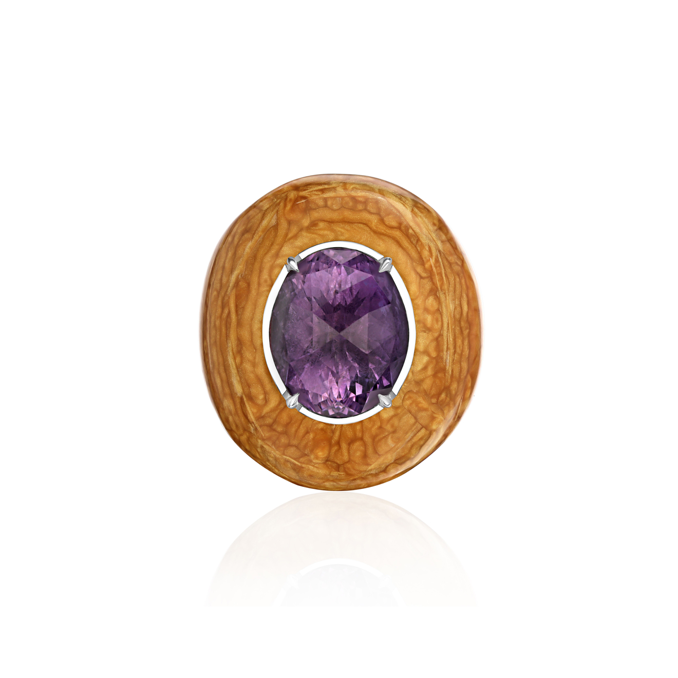 AlexeyZubov Кольцо Bon-Bon из титана с выращенным ситалом и с коричневой высокотехнологичной керамикой alexeyzubov кольцо из титана с красной керамикой c изумрудом