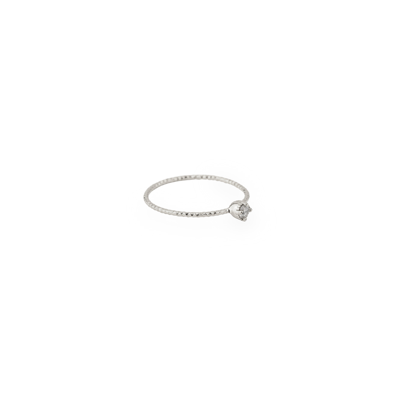 цена Mates Тонкое серебряное кольцо с круглым белым бриллиантом