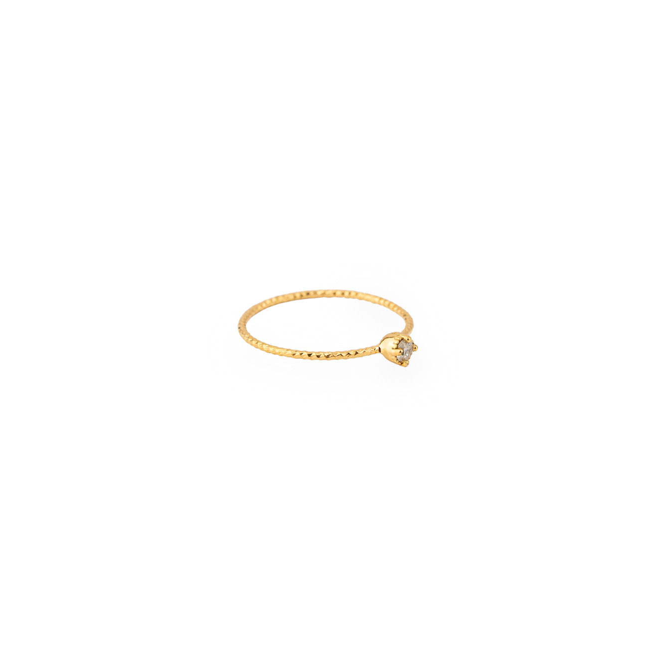 цена Mates Тонкое позолоченое кольцо с круглым белым бриллиантом