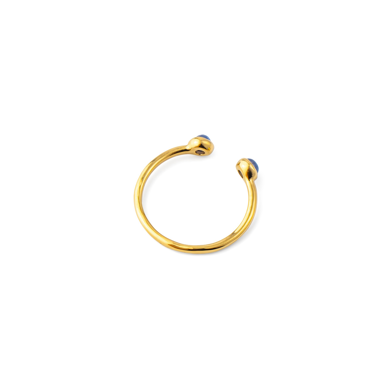 Mates Открытое позолоченное кольцо с двумя гладкими сапфирами цена и фото