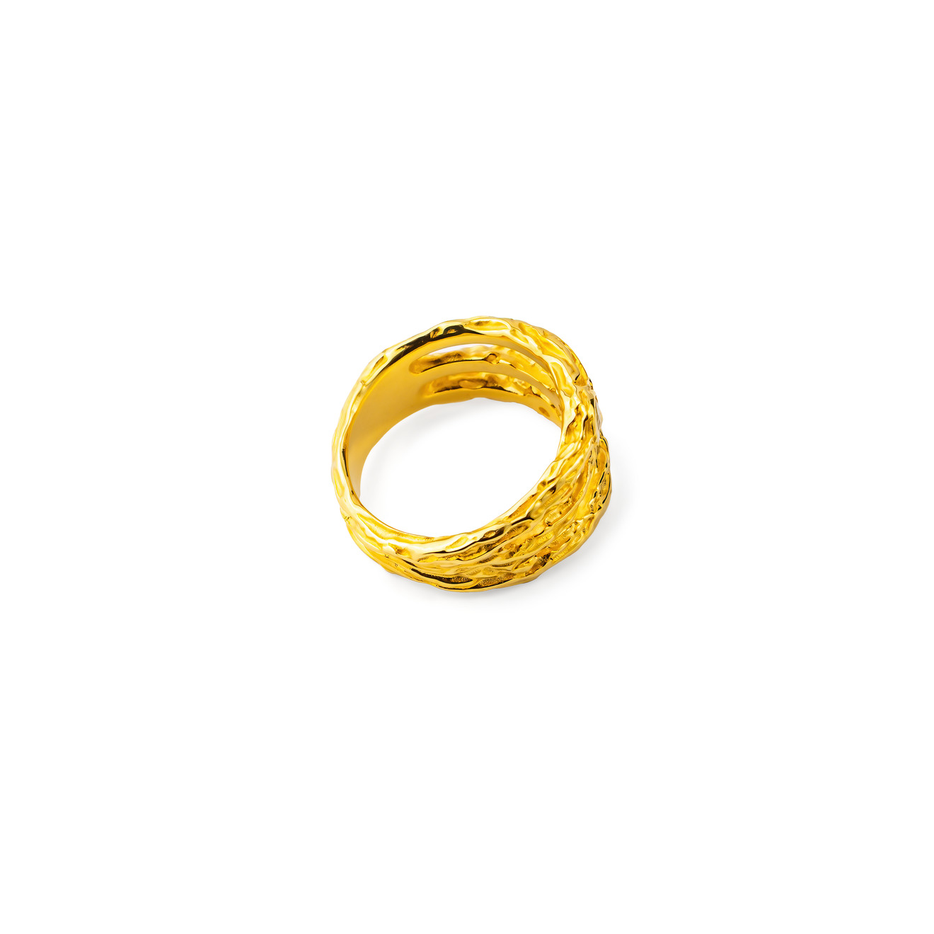 AURA.916 Позолоченное кольцо из серебра «Океан и 3 реки» с цитрином