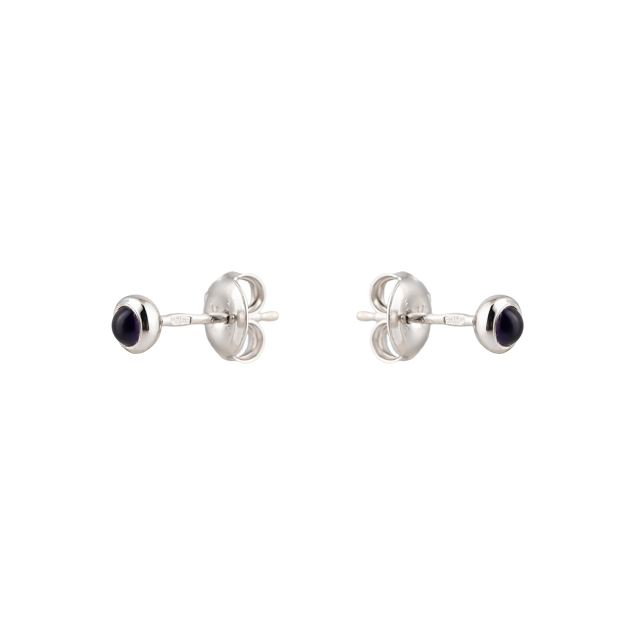 Wisteria Gems Маленькие серебряные серьги гвоздики с круглым аметистом wisteria gems открытый браслет из серебра с бразильским аметистом