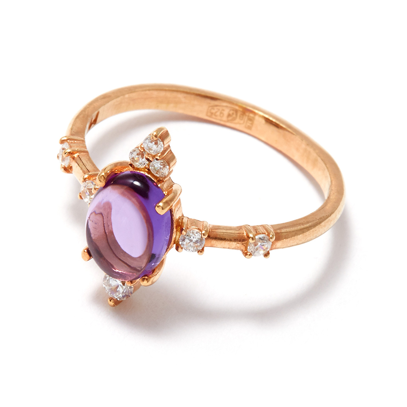Gold-plated ring with amethyst