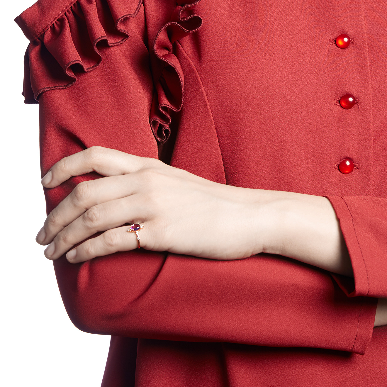 Gold-plated ring with amethyst