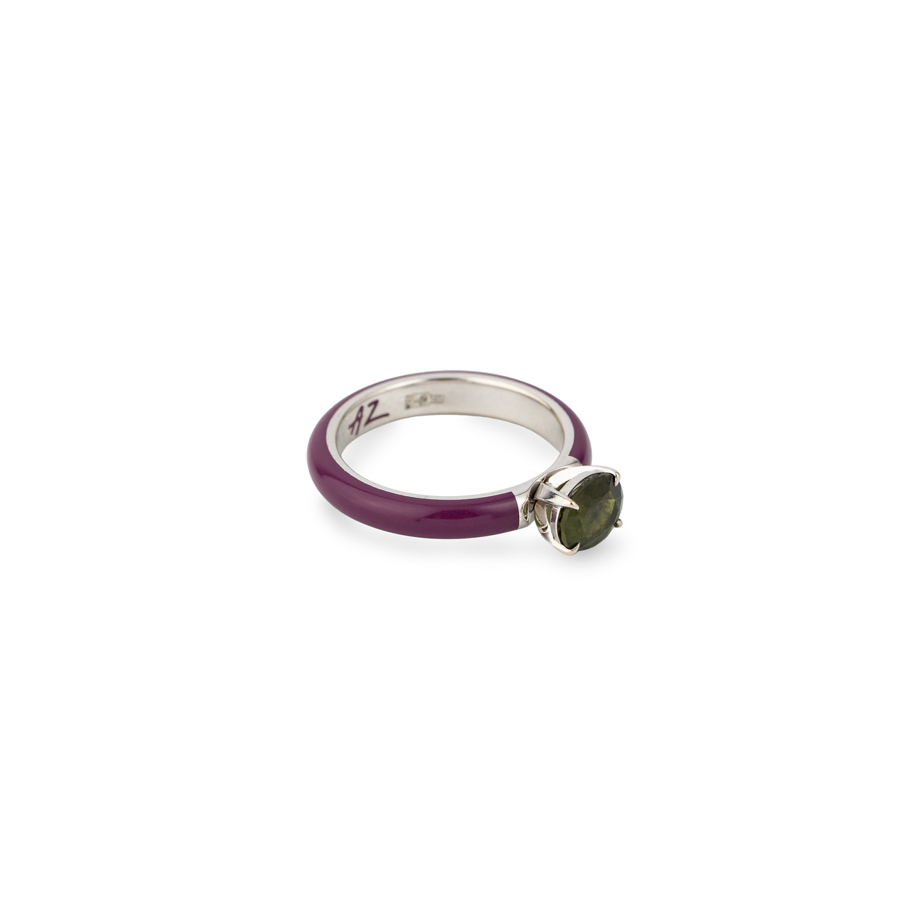 AlexeyZubov Кольцо с турмалином с фиолетовой высокотехнологичной керамикой alexeyzubov кольцо bon bon из титана с выращенным кристаллом турмалина и с фиолетовой керамикой