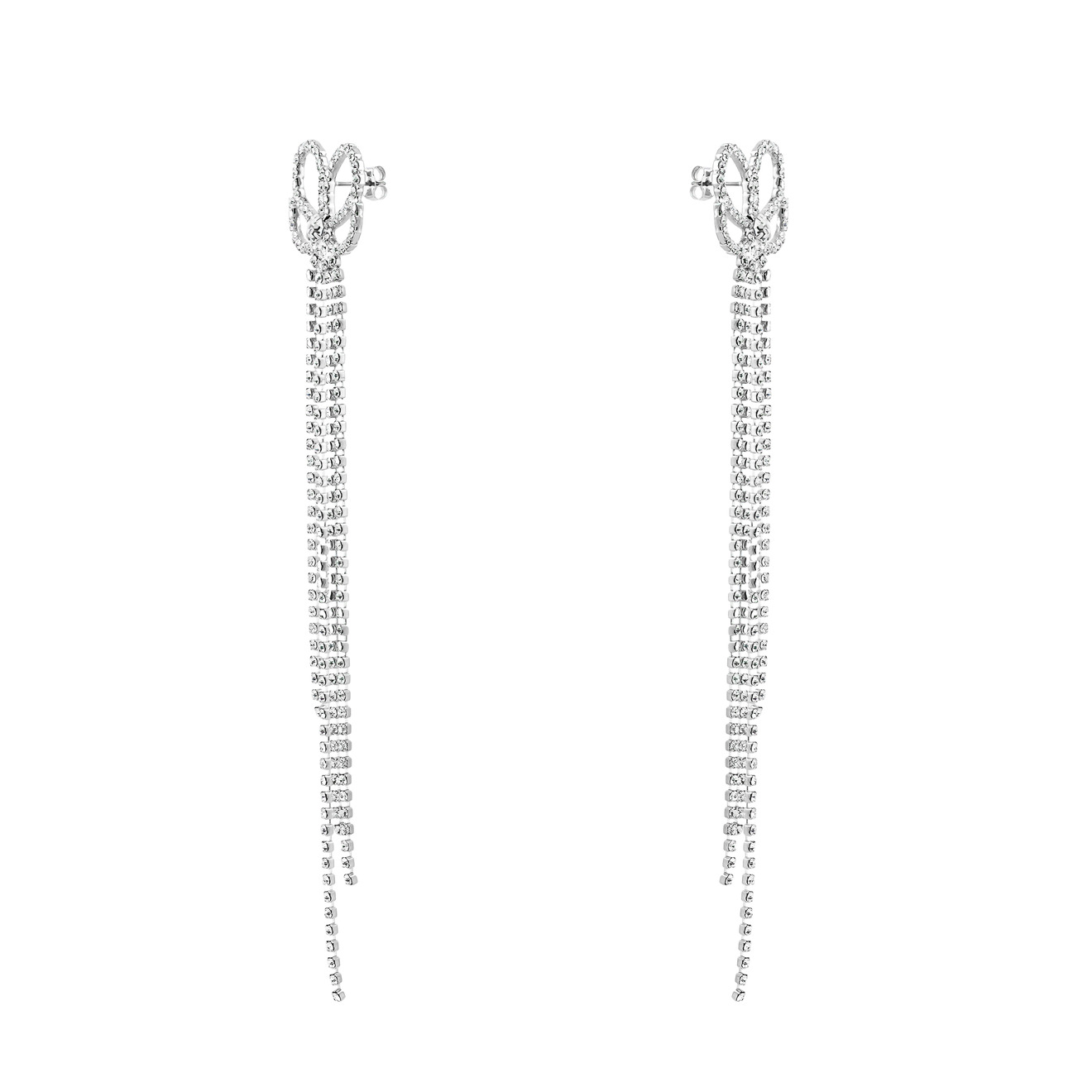 Herald Percy Серебристые длинные серьги-бантики с кристаллами длинные серебристые серьги кресты с кристаллами