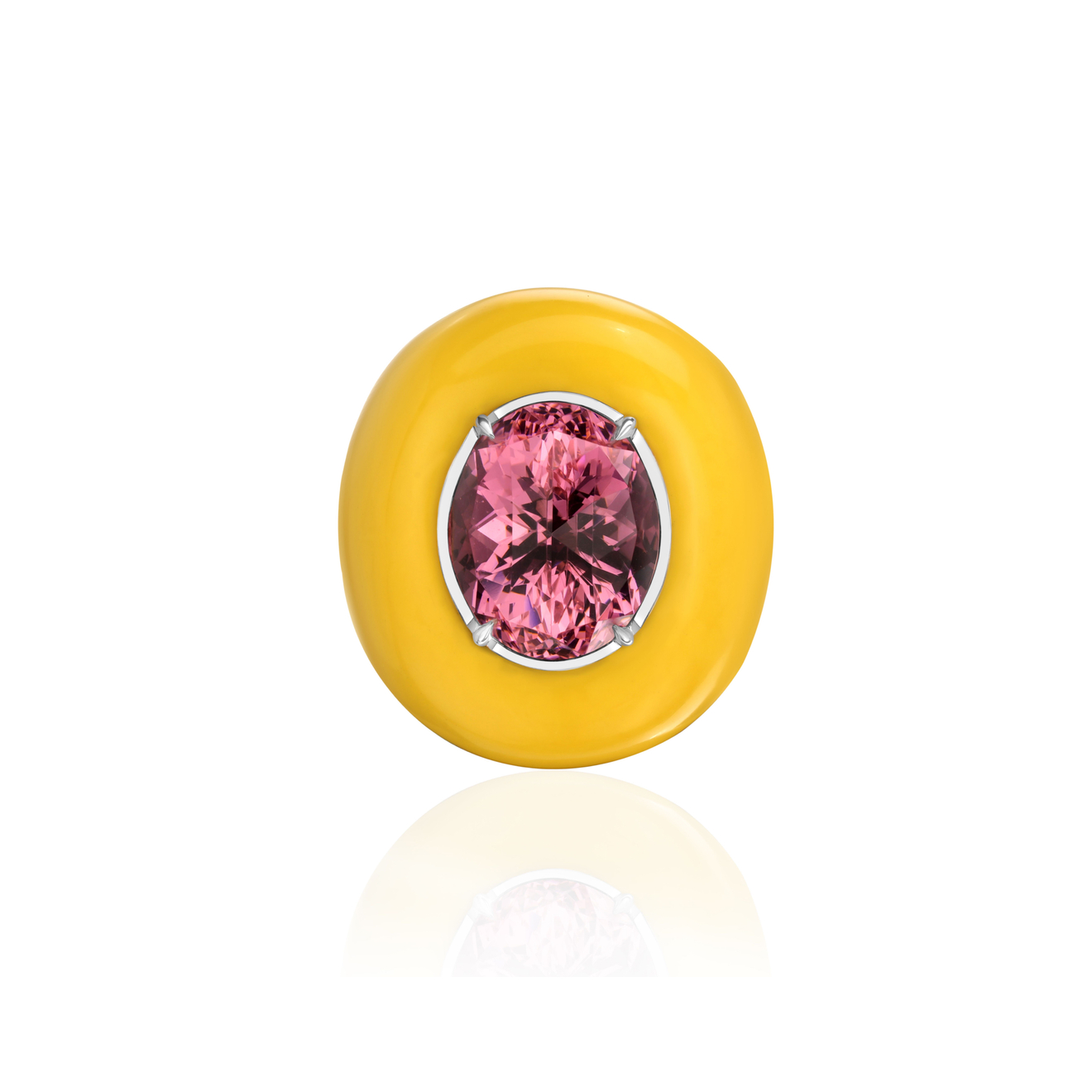 alexeyzubov кольцо из титана с красной керамикой c изумрудом AlexeyZubov Кольцо Bon-Bon из титана с выращенным ситаллом и с желтой керамикой