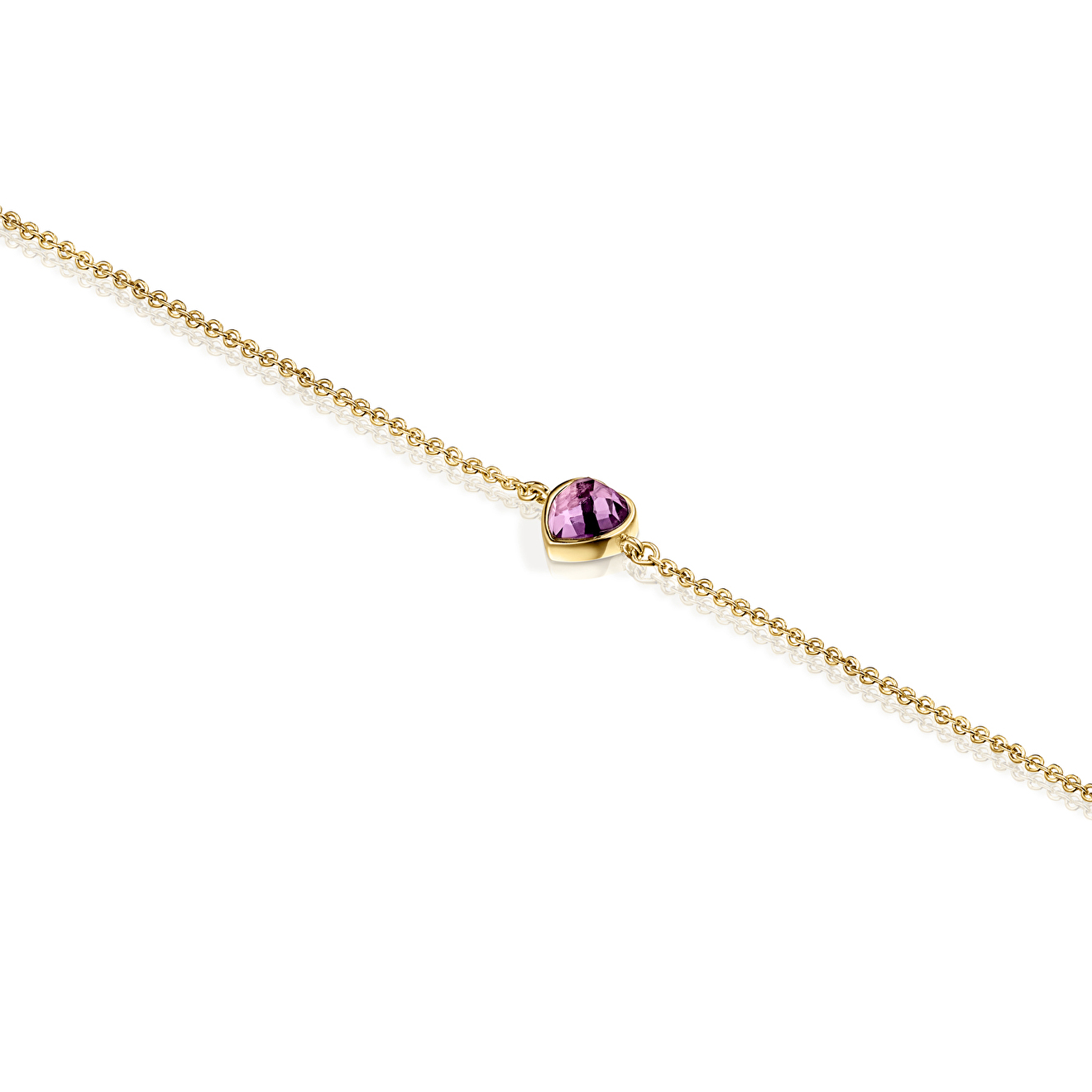 Glory gold bracelet with amethyst heart