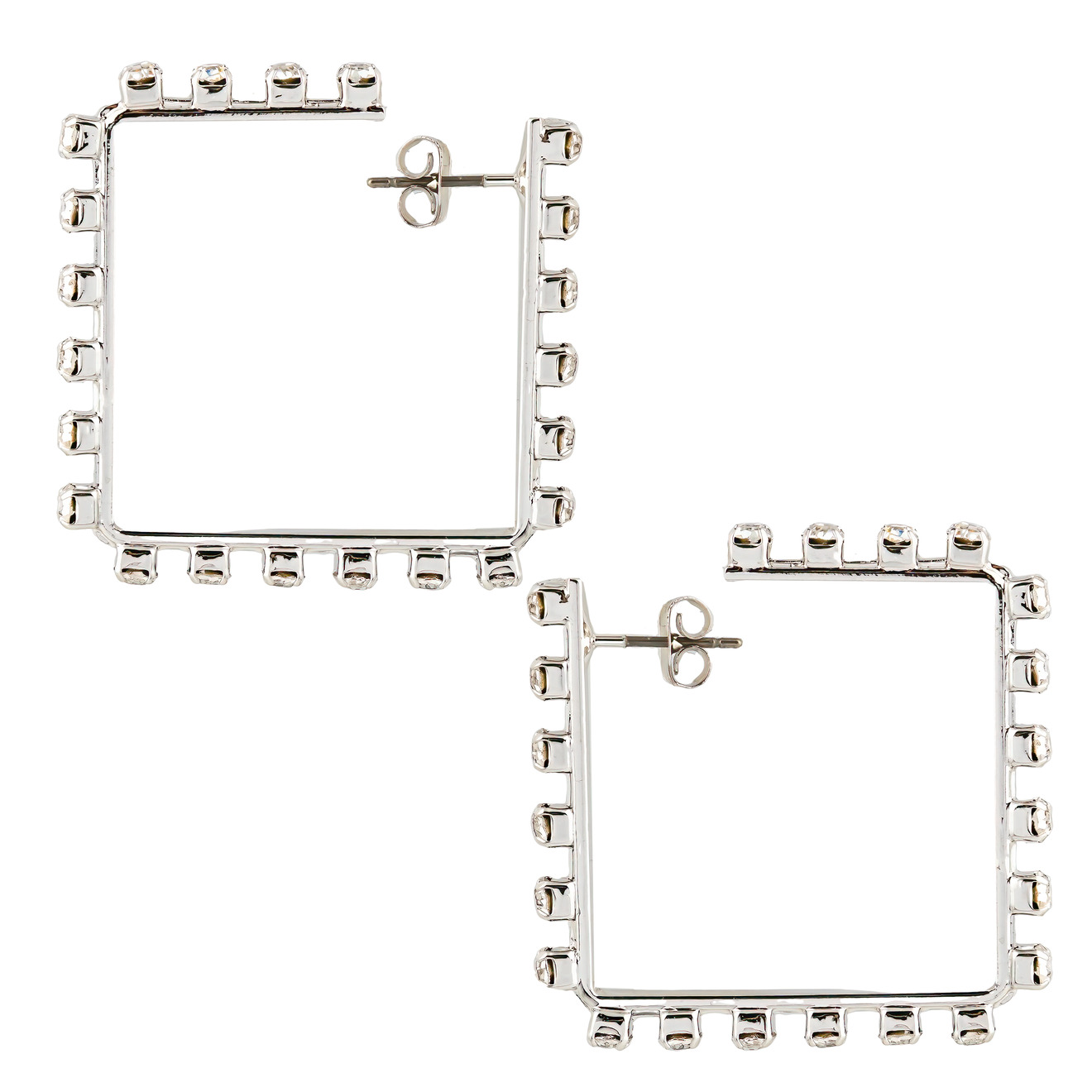 Herald Percy Серебристые квадратные серьги-кольца с кристаллами herald percy серебристые серьги кольца с кристаллами