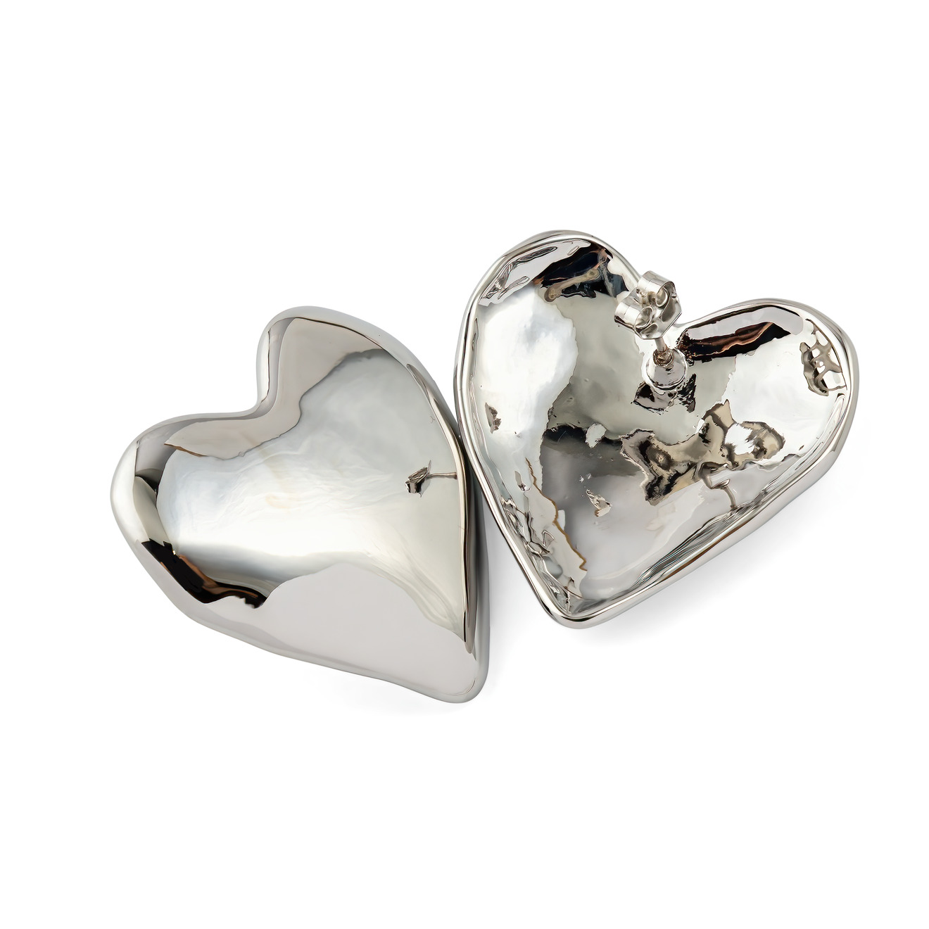 Aloud Большие серебристые серьги-сердца lisa smith серебристые серьги в форме разбитого сердца