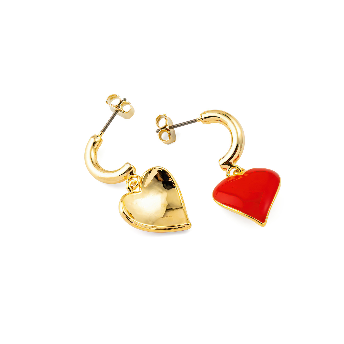 Aqua Золотистые серьги с красными подвесками сердцами цена и фото