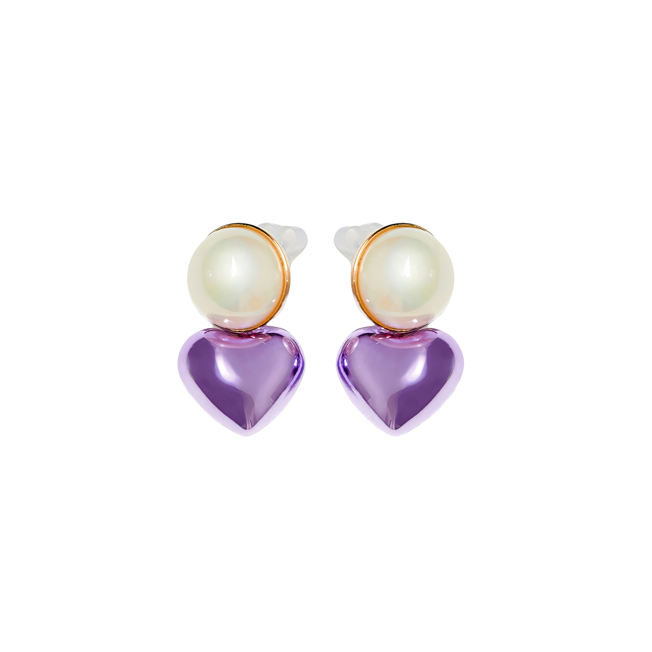 Free Form Jewelry Фиолетовыые серьги-сердца с шариком