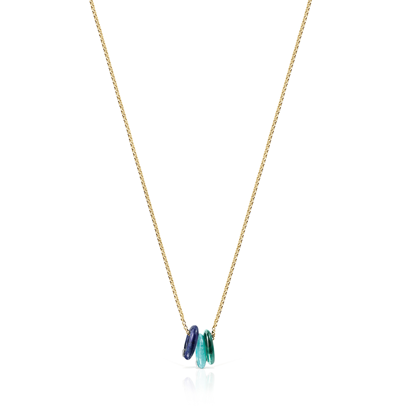 Колье Hold Gems из серебра с покрытием вермей со съемными подвесками из малахита, амазонита и лазурита