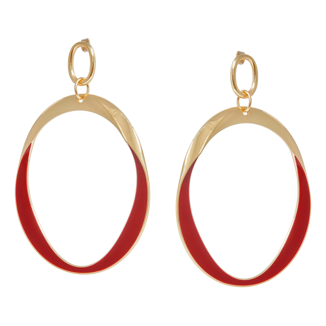 circle earrings with burgundy enamel