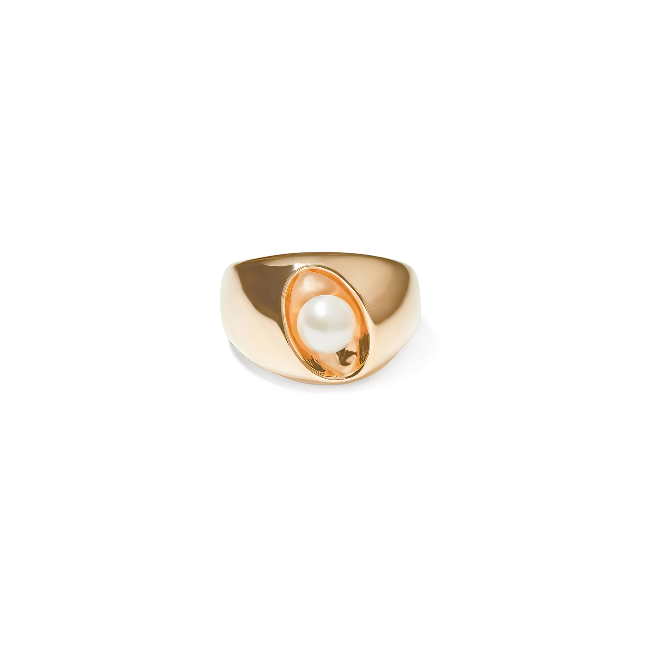 Free Form Jewelry Золотистое кольцо с жемчужинкой free form jewelry золотистое кольцо печатка в форме сердца с кристаллами