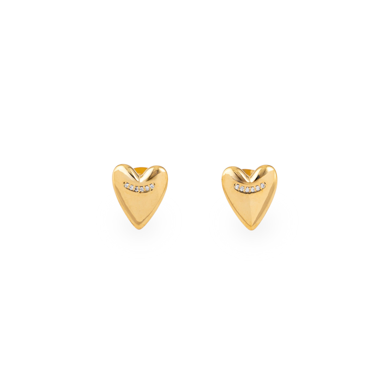 lisa smith золотистые двойные серьги сердца Free Form Jewelry Золотистые серьги-сердца с маленькими кристаллами