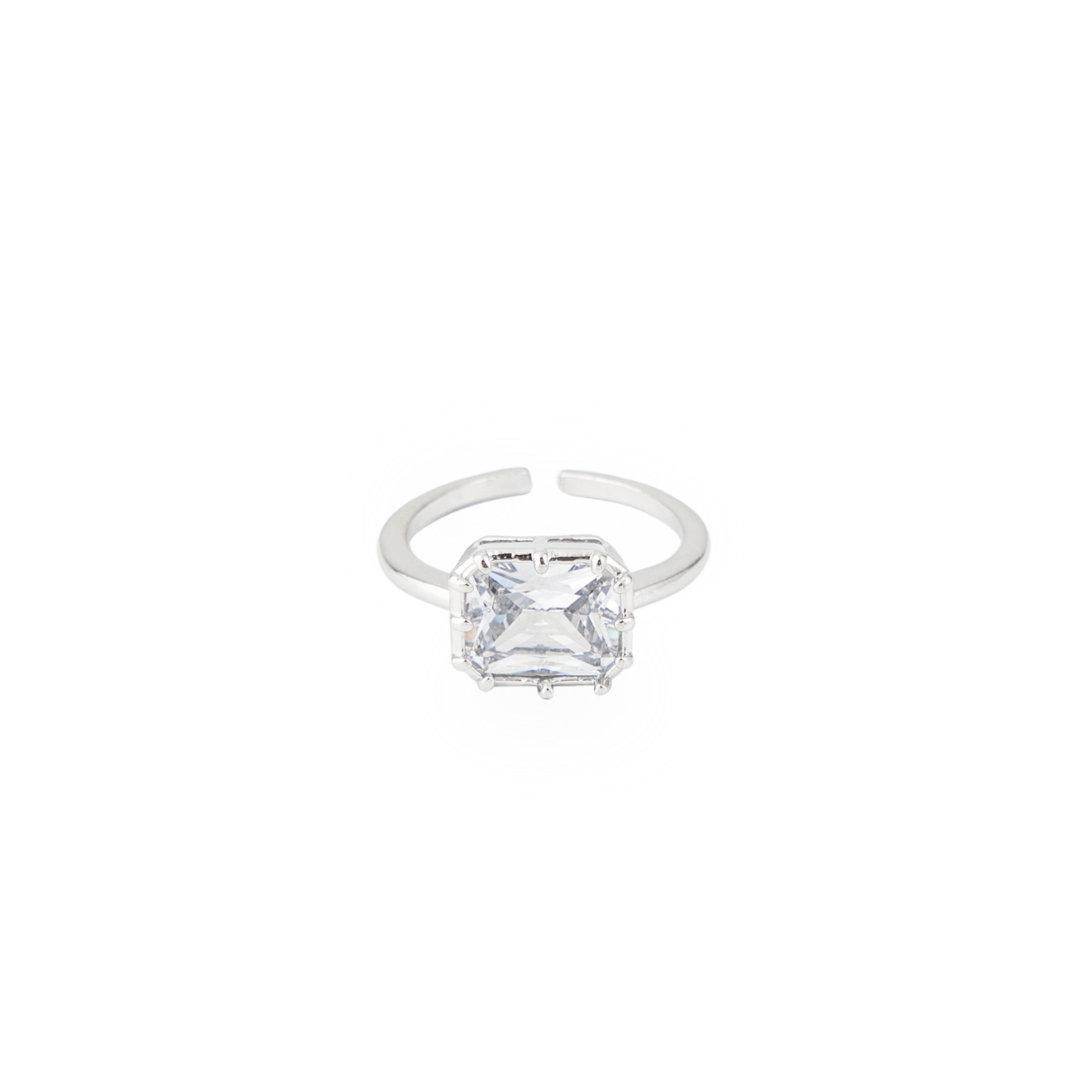 Free Form Jewelry Серебристое кольцо с крупным кристаллом колье free form jewelry серебристое темное с жемчугом 1 шт