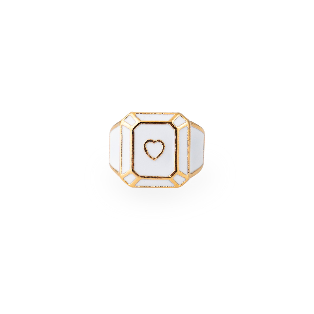 Free Form Jewelry Белое кольцо-печатка с сердцем free form jewelry золотистое кольцо печатка в форме сердца с кристаллами