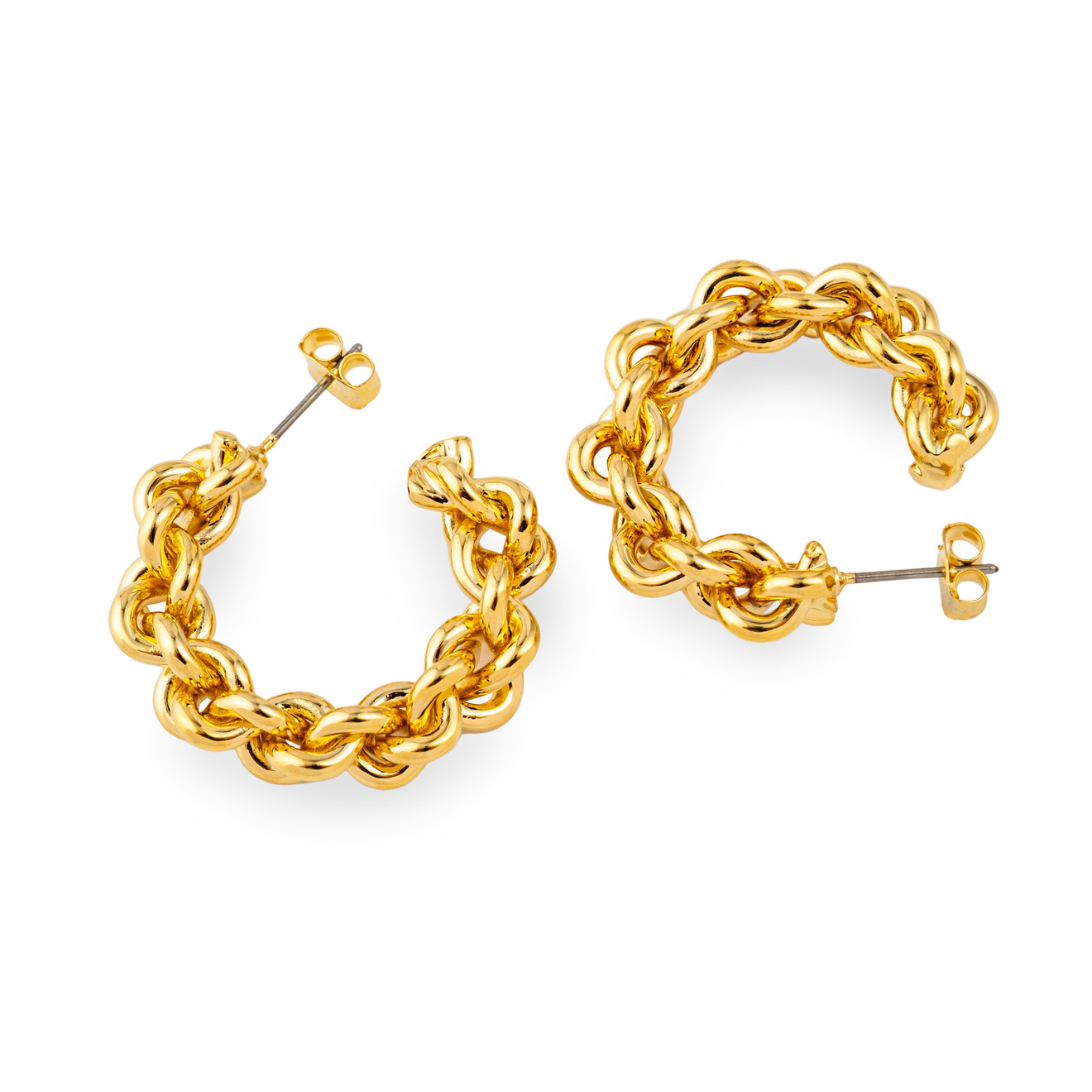 Aqua Золотистые серьги-кольца из цепи aqua золотистые серьги кольца