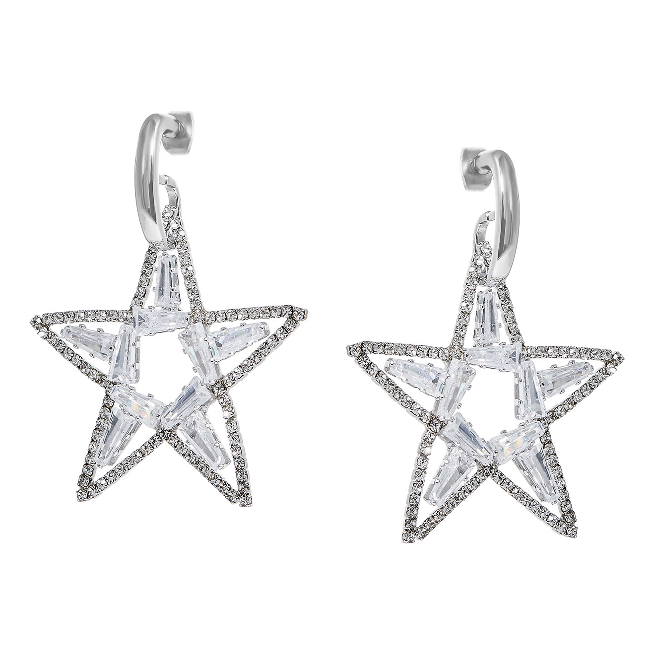 star earrings with crystals