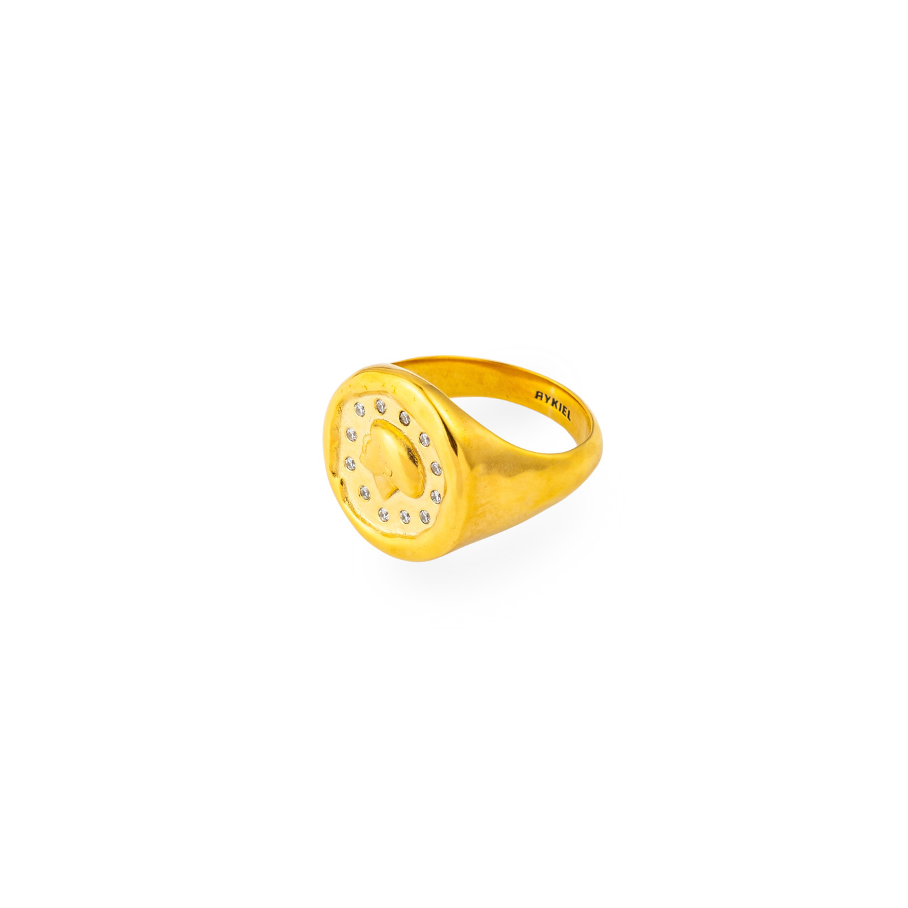 SONIA RYKIEL Позолоченное кольцо с кристаллом sonia rykiel золотостые серьги пусеты с розовым кристаллом