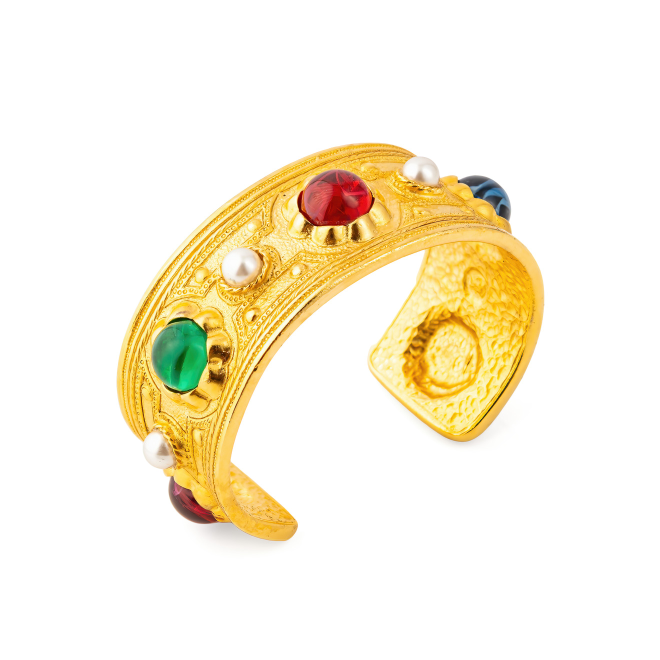 Ben Amun Позолоченный браслет с разноцветными кристаллами и жемчугом