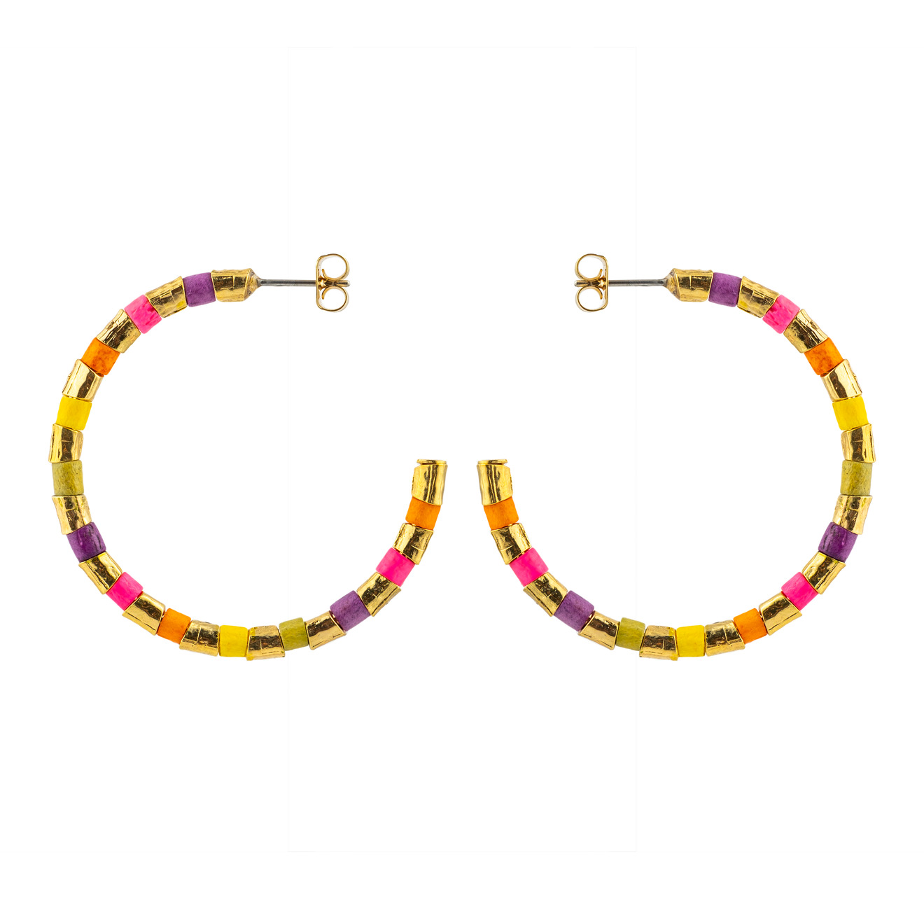 SONIA RYKIEL Серьги-хупы из золотистых бусин и разноцветного бисера sonia rykiel позолоченные асимметричные серьги с подвесками цветами и разноцветной эмалью