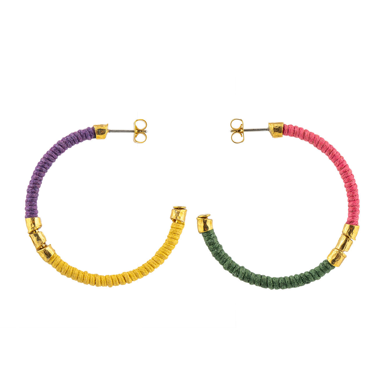 SONIA RYKIEL Серьги-хупы обмотанные разноцветной хлопковой нитью sonia rykiel позолоченные асимметричные серьги с подвесками цветами и разноцветной эмалью