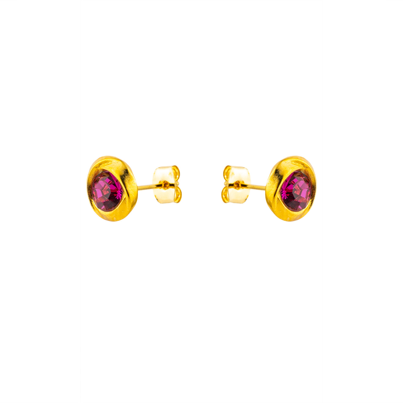 sonia rykiel позолоченные серьги с подвесками сердцами и разноцветной эмалью SONIA RYKIEL Золотостые серьги пусеты с розовым кристаллом