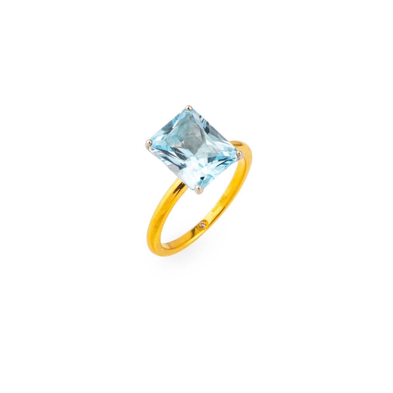 AURA.916 Позолоченное кольцо из серебра с топазом и бриллиантом