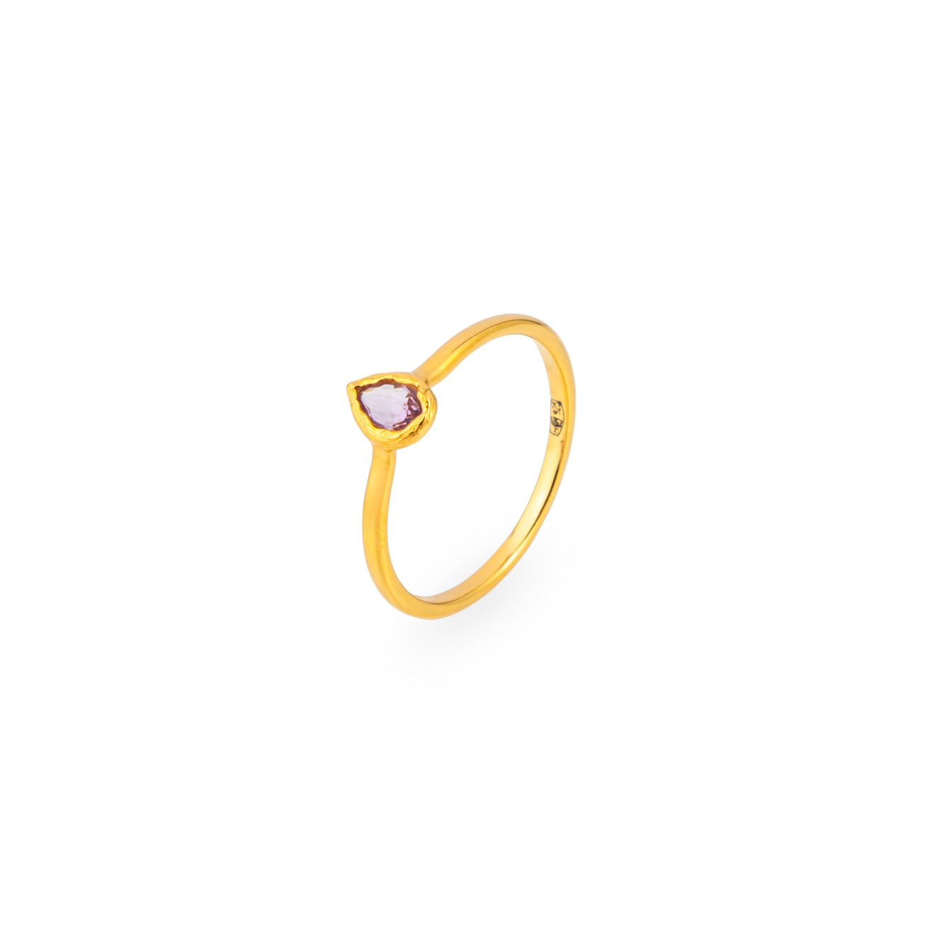 Wisteria Gems Позолоченное кольцо с каплевидным аметистом