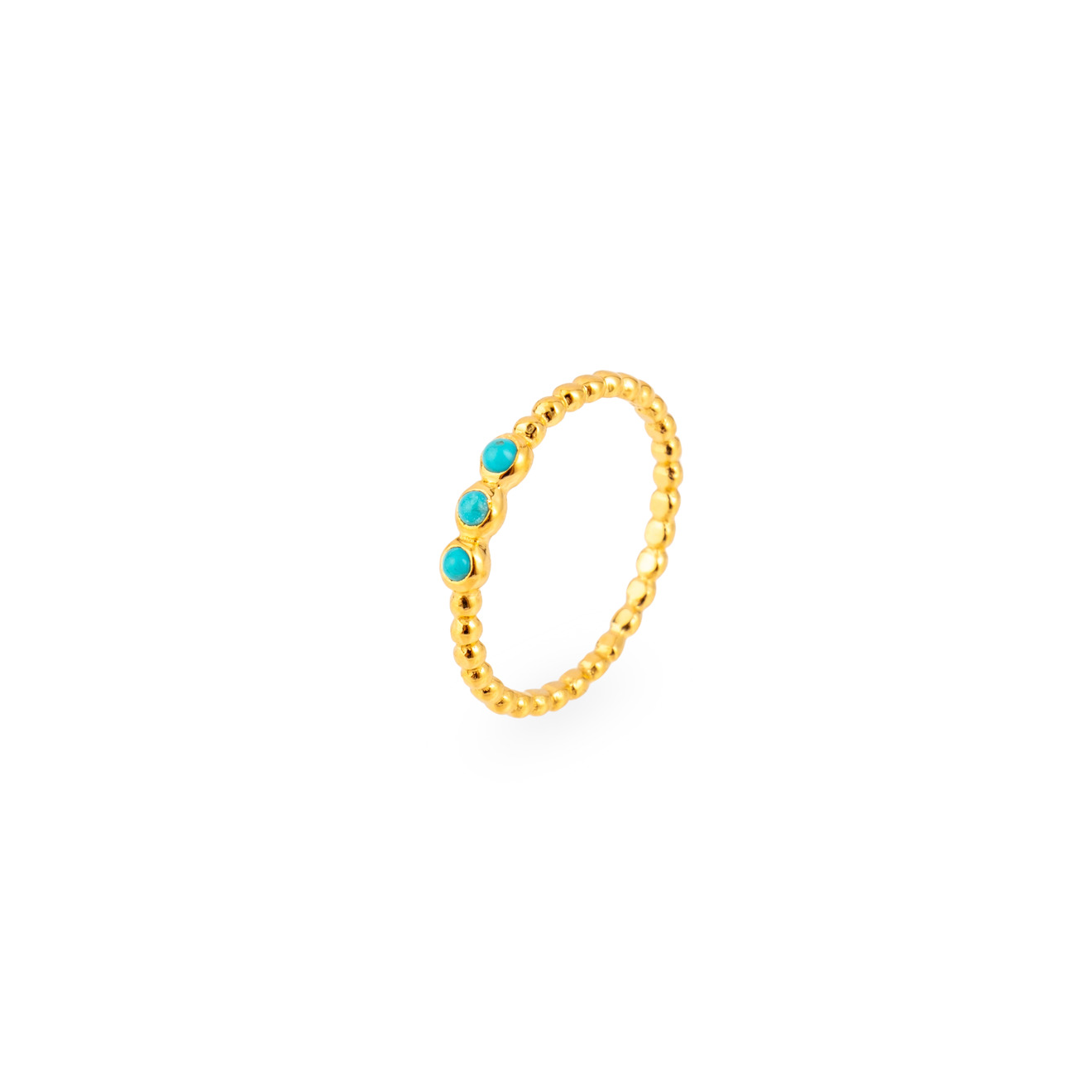 Wisteria Gems Позолоченное кольцо с вставками из 3х камней бирюзы