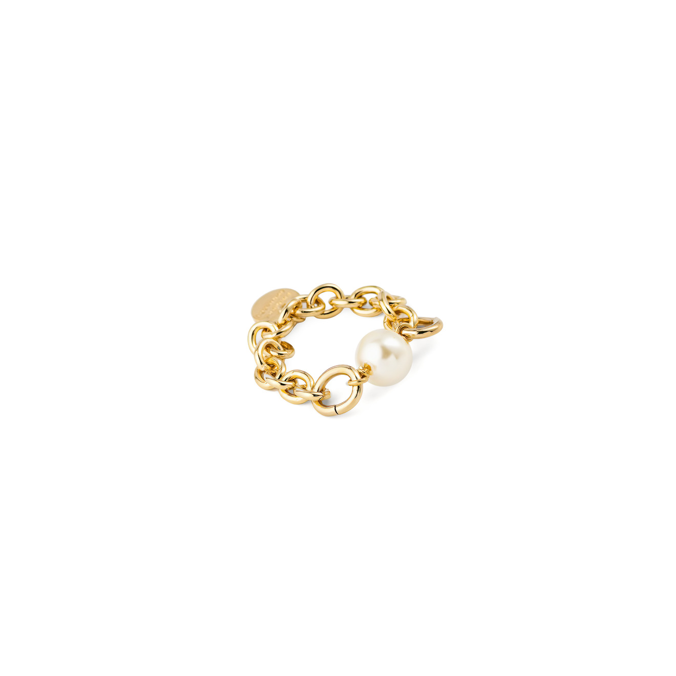 Philippe Audibert Позолоченное кольцо-цепь aitana с жемчужиной якорная цепь с жемчужиной kalinka
