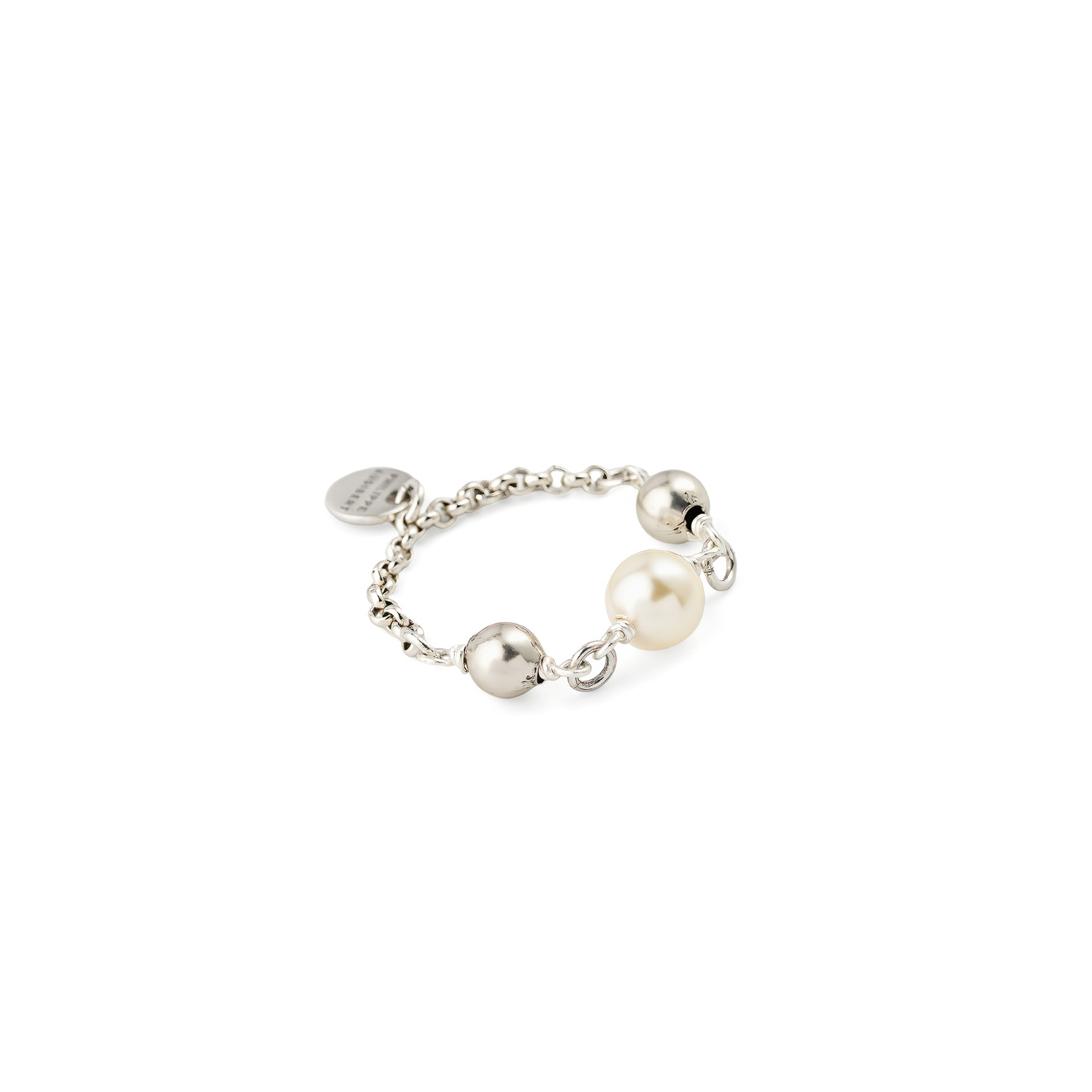 Philippe Audibert Покрытое серебром кольцо-цепь Wilna с шариками и жемчужиной