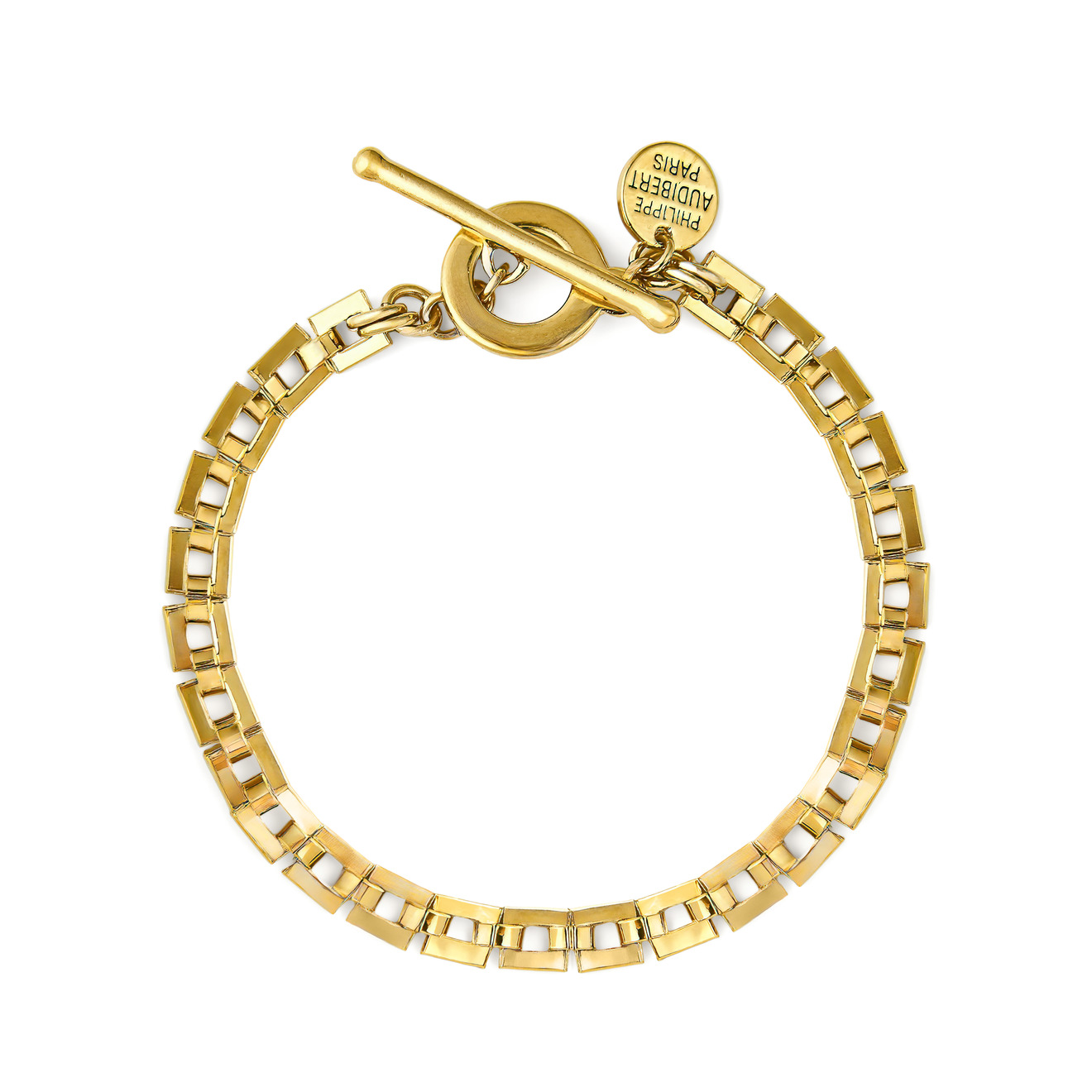 Philippe Audibert Позолоченный браслет-цепь Avner с квадратными звеньями philippe audibert биколорный браслет цепь claire