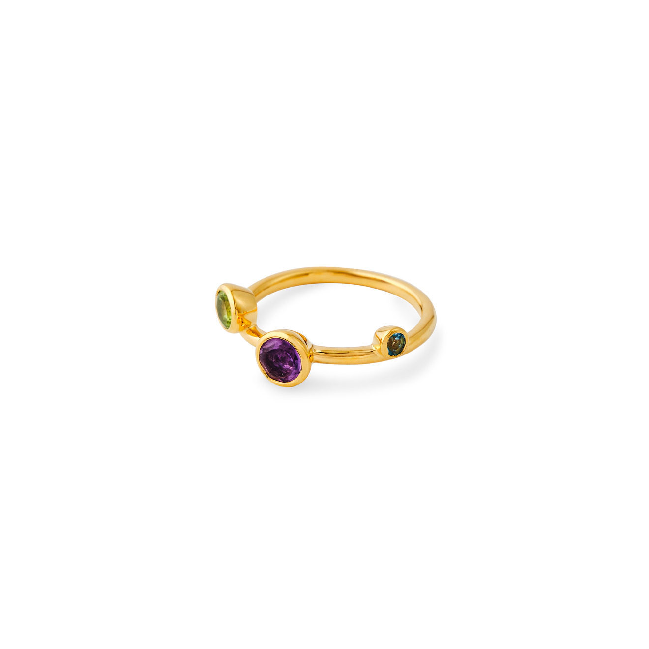 Wisteria Gems Позолоченные кольца с миксом из круглых камней wisteria gems кольцо из натуральных камней