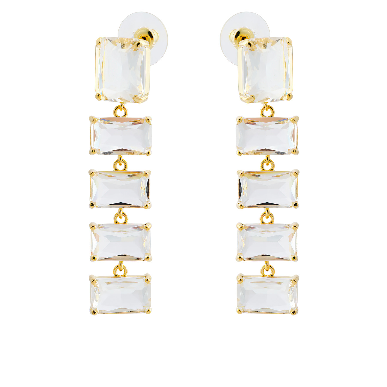 Herald Percy Золотистые длинные серьги с крупными кристаллами herald percy золотистые серьги стрелки с кристаллами