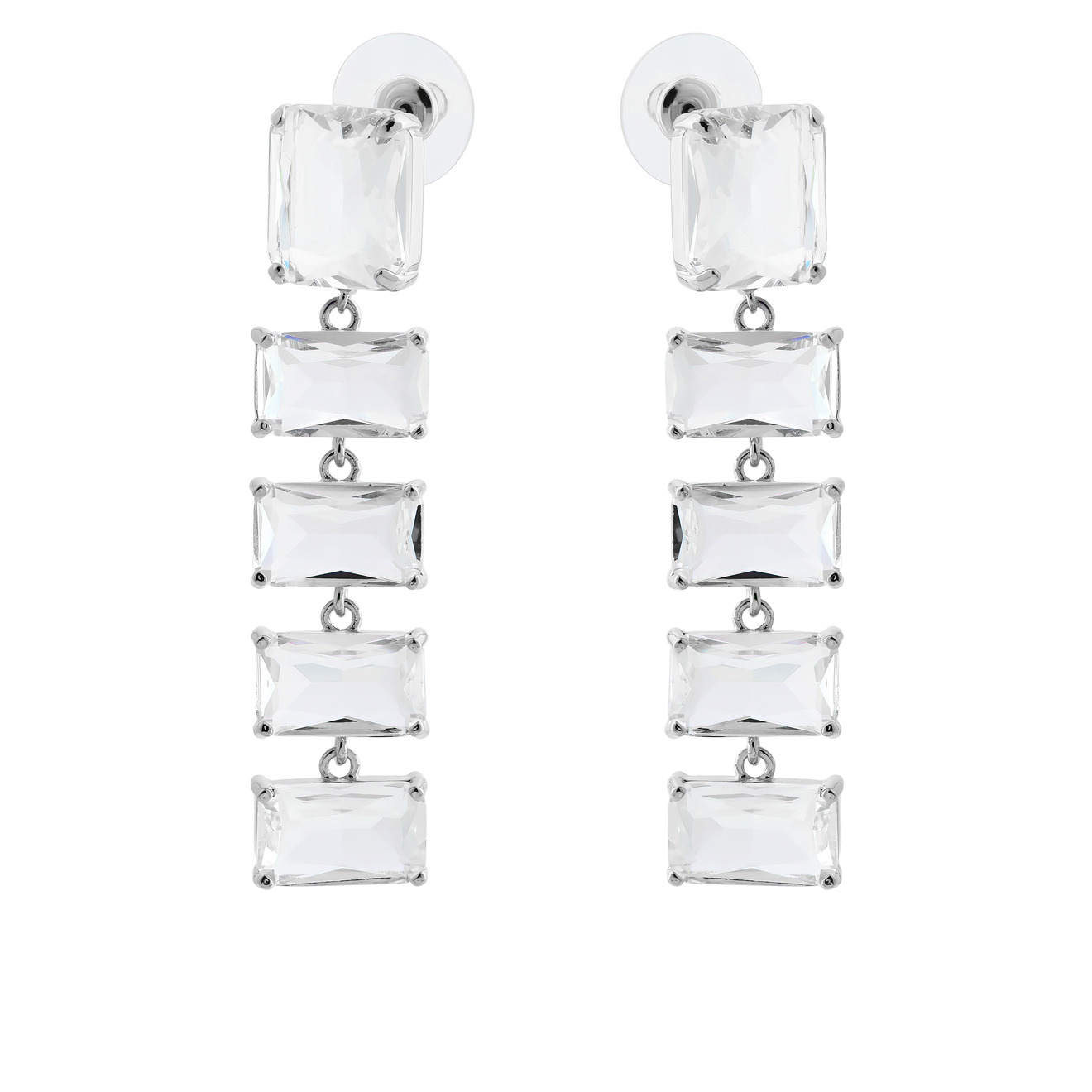 Herald Percy Серебристые длинные серьги с крупными кристаллами длинные серебристые серьги кресты с кристаллами