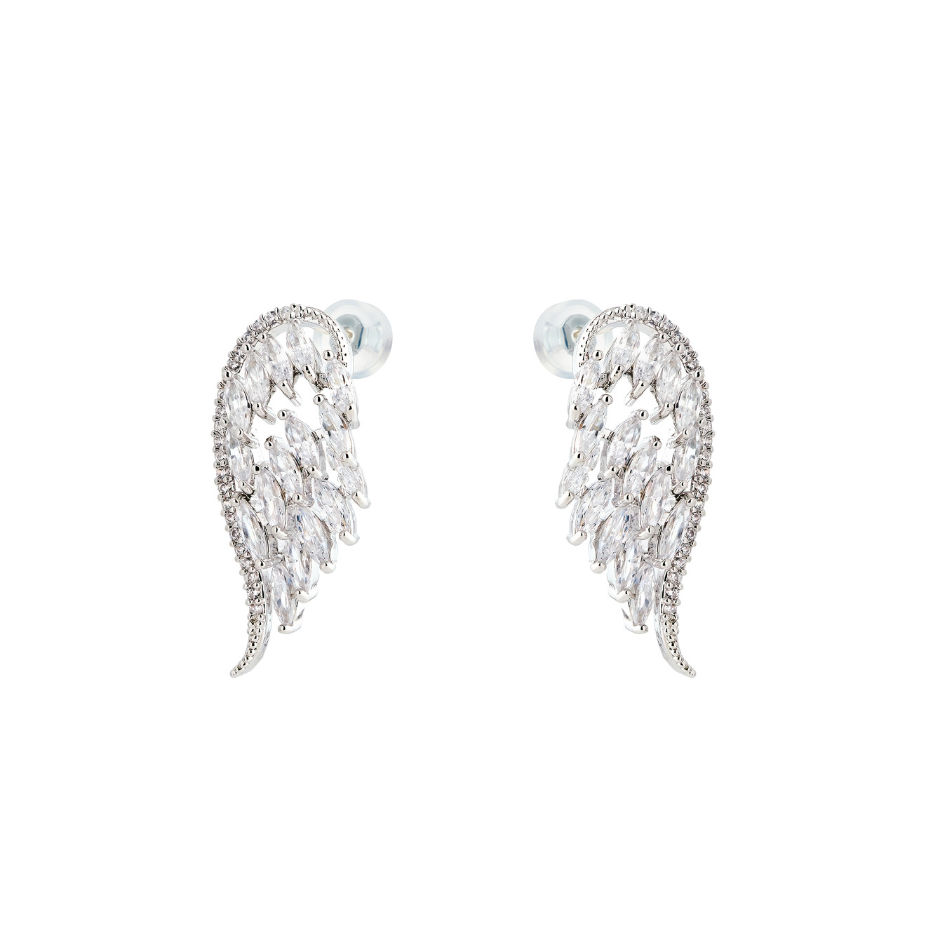 цена Herald Percy Серебристые маленькие серьги-крылья с кристаллами
