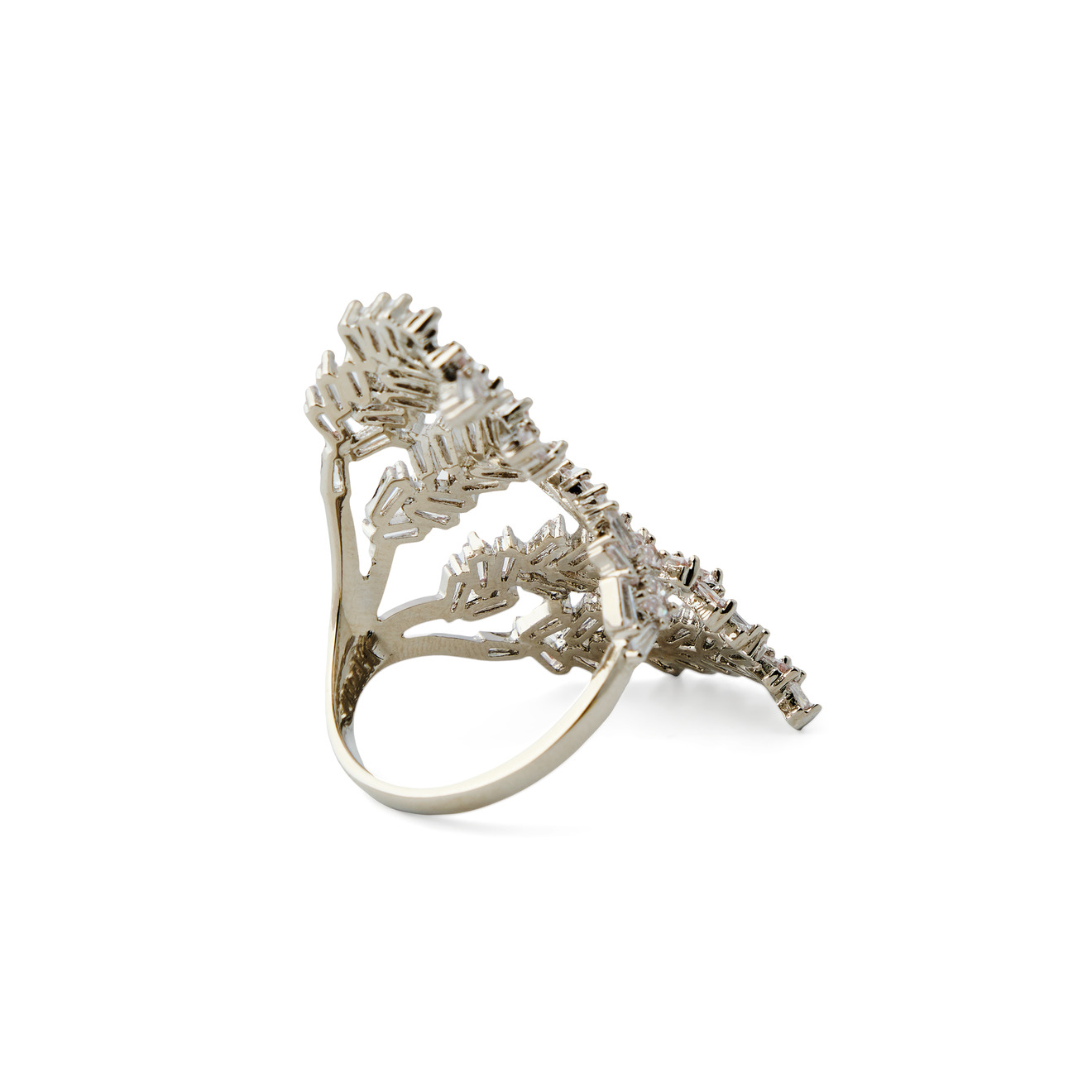 Herald Percy Серебристое кольцо-ветка с кристаллами