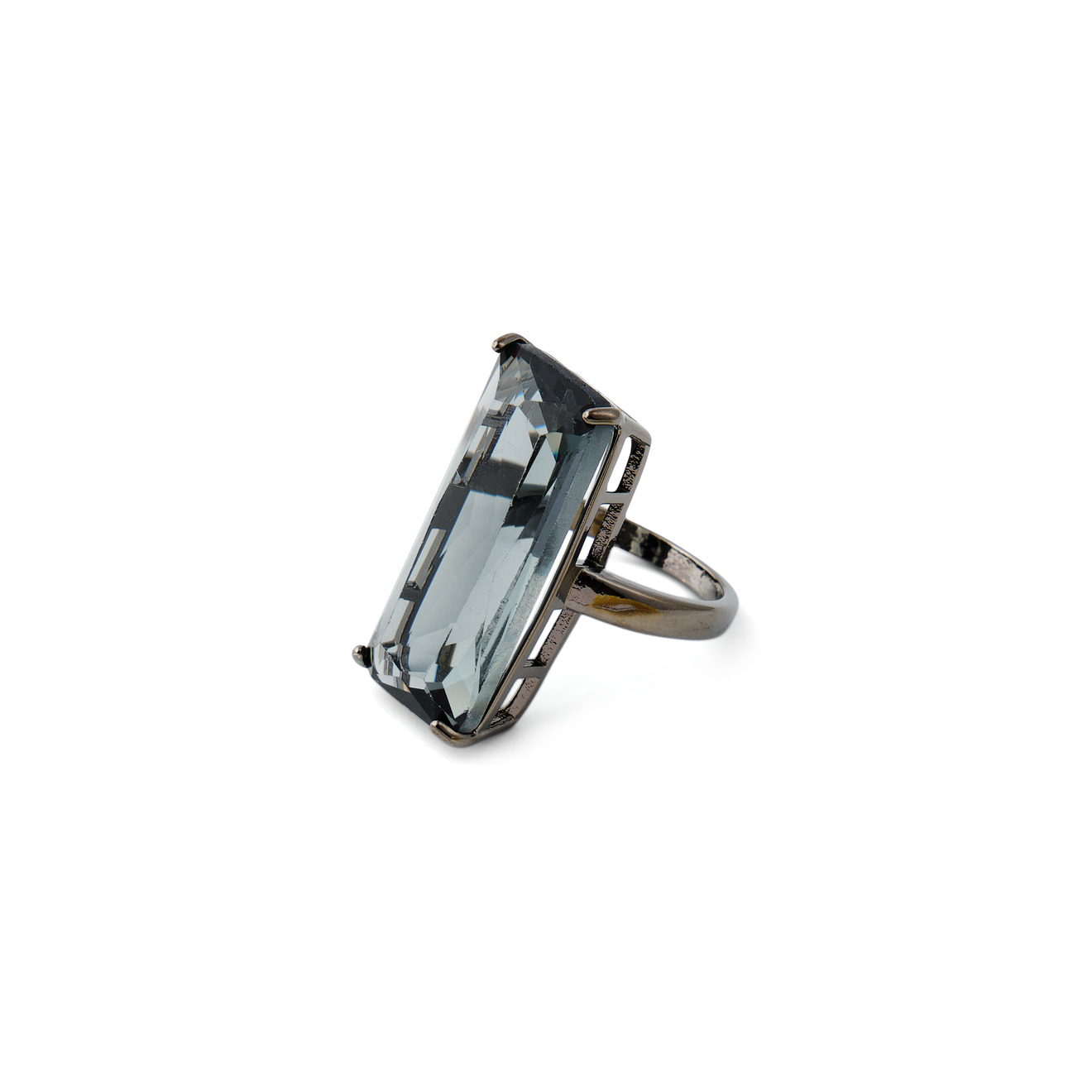 Herald Percy Черненое кольцо с длинным черным кристаллом