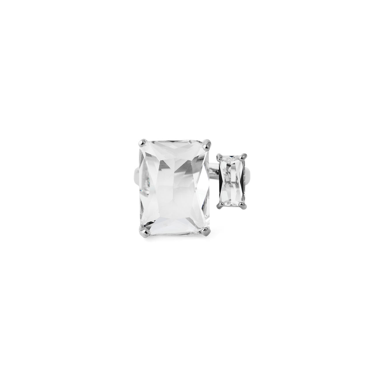 Herald Percy Серебристое кольцо с двумя разными кристаллами herald percy серебристое колье с белыми кристаллами