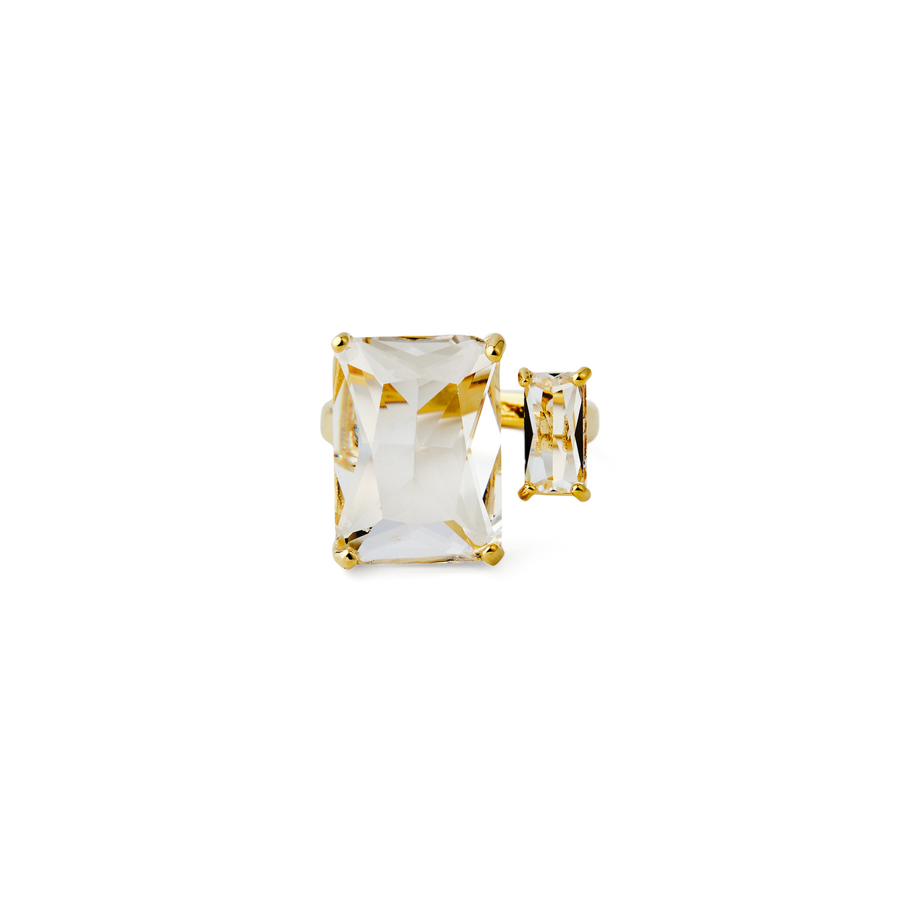 Herald Percy Золотистое кольцо с двумя разными кристаллами